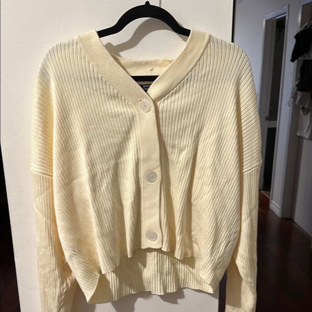 Brunette The Label Cream Cardigan Sweater New